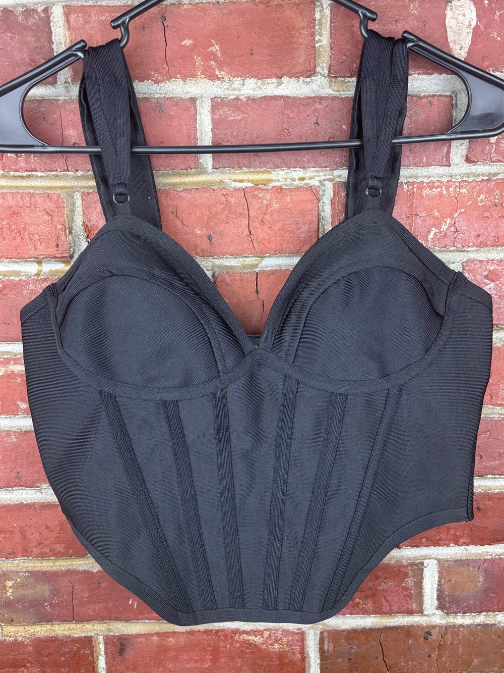 PrettyLittleThing Black bandage Corset Top Size 8